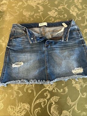 Mudd Distressed Blue Denim Mini Skirt